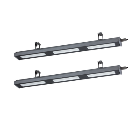 2er Pack LED-Hallenleuchte, linear, 150 W, 18700 lm, 5000 K (neutralweiß), IP65, grau.