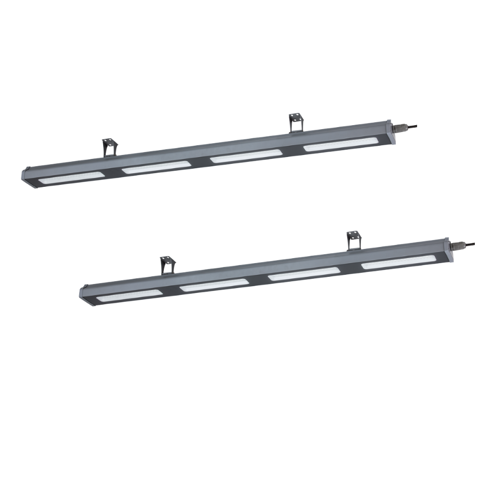 2er Pack LED-Hallenleuchte, linear, 200 W, 25000 lm, 5000 K (neutralweiß), IP65, grau.