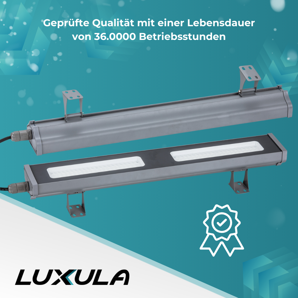 2er Pack LED-Hallenleuchte, linear, 100 W, 12400 lm, 5000 K (neutralweiß), IP65, grau.