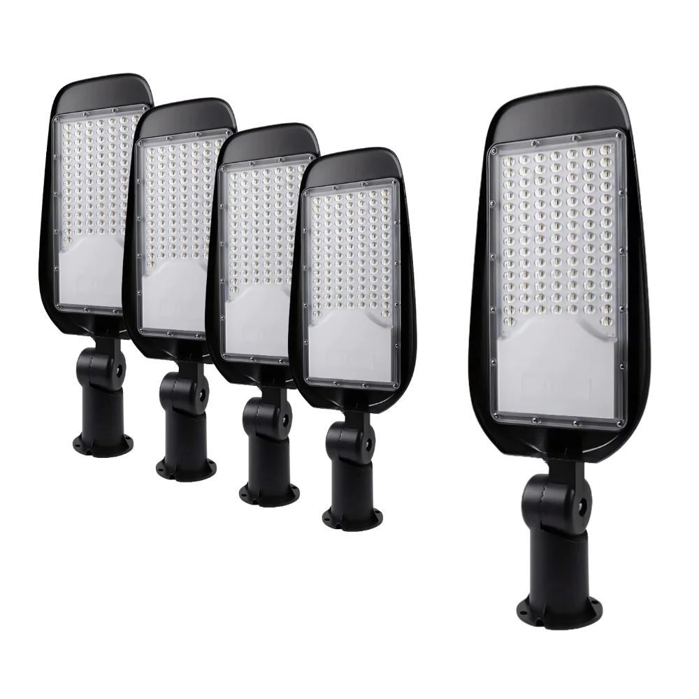5er Pack LED-Straßenleuchte, Wegeleuchte, 150 W, 17500 lm, 5000 K (neutralweiß), IP65, Ø48-60 mm.