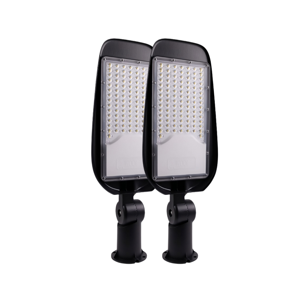 2er Pack LED-Straßenleuchte, Wegeleuchte, 50 W, 5800 lm, 5000 K (neutralweiß), IP65, Ø48-60 mm.