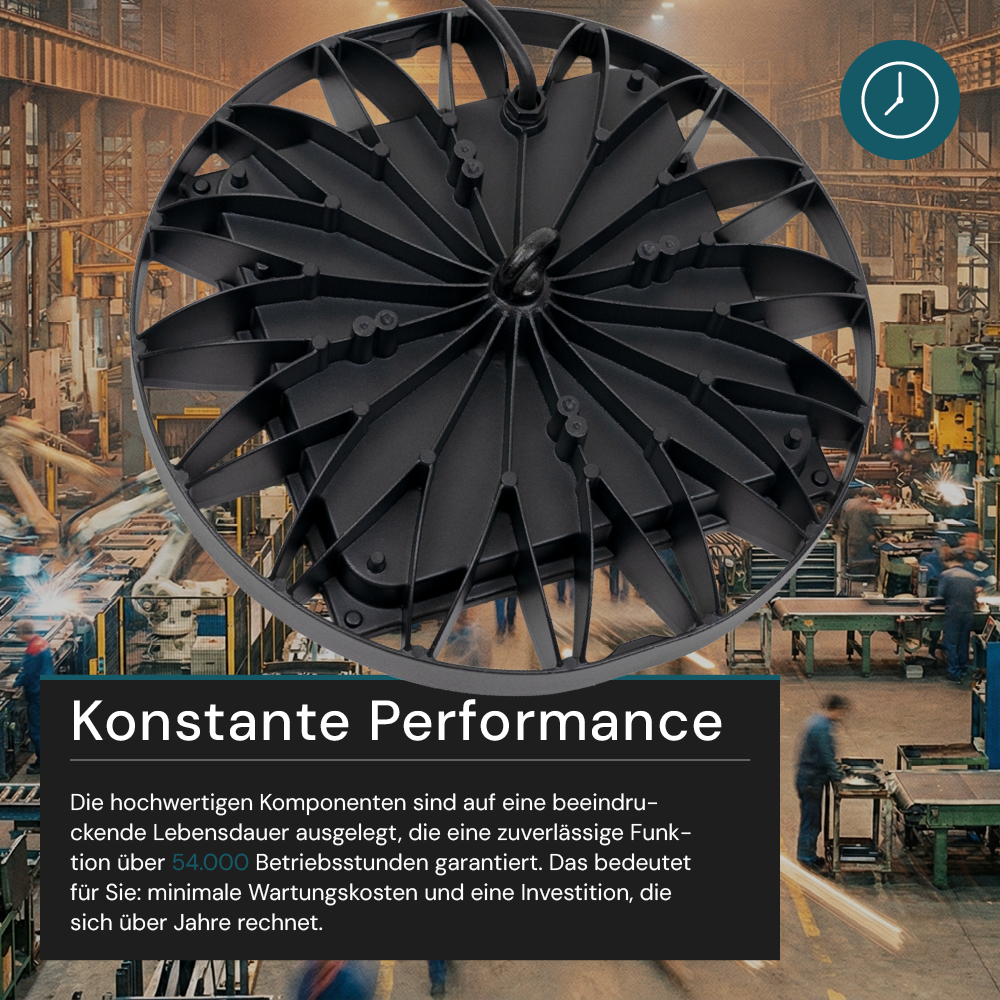 LED-HighBay, UFO, Hallenstrahler, 100 W, 9400 lm, 5000 K (neutralweiß), IP65, Schlagfest