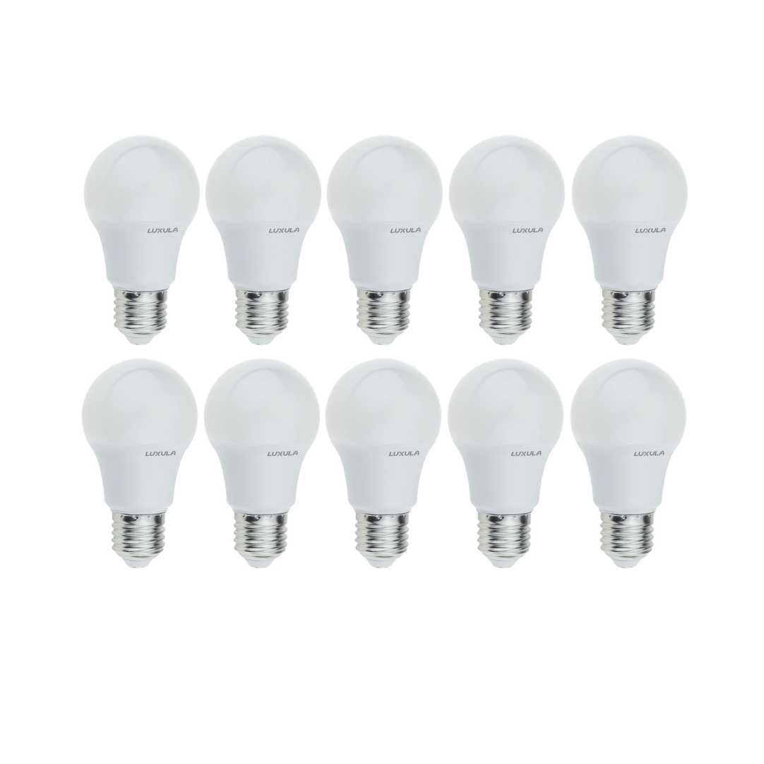 10er Pack LED Leuchtmittel E27, A60, 9W, 835lm, 2700K warmweiß.
