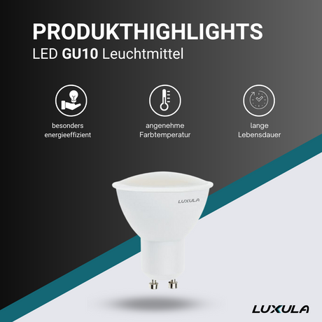 10er Pack LED Leuchtmittel GU10, MR16, 5W, 436lm, 2700K.