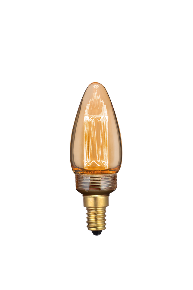 LED Filament Leuchtmittel, Vintage Dekoleuchte, Kerze C35, E14, 2.3W, 65lm, 1800K, dimmbar.