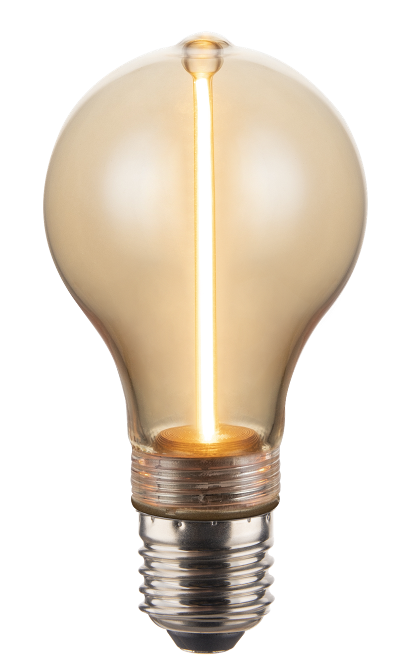LED Filament Leuchtmittel, LINE, Amber, Bulb A60, E27, 2W, 65lm, 1800K, dimmbar.