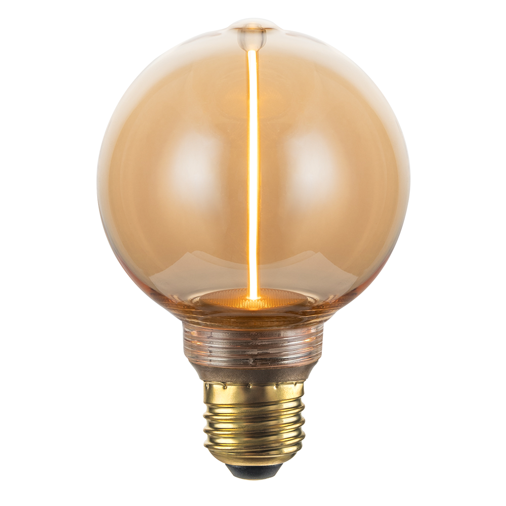 LED Filament Leuchtmittel, LINE, Amber, Globe G80, E27, 2W, 65lm, 1800K, dimmbar