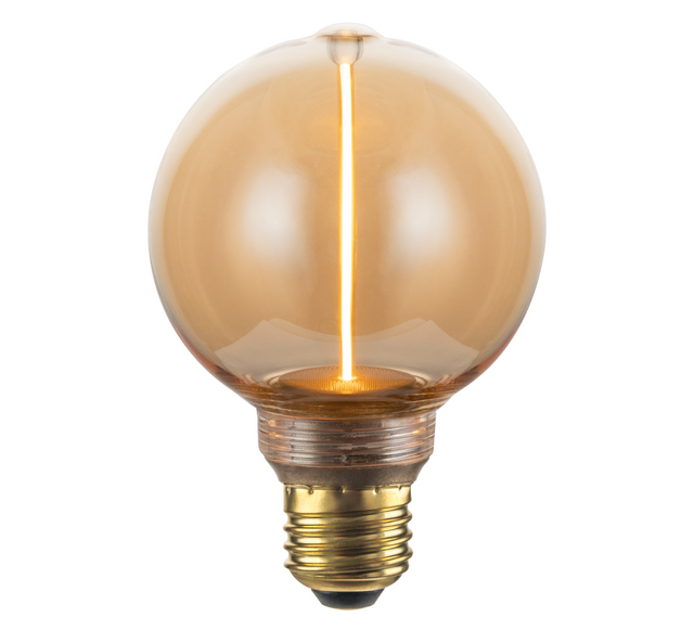 LED Filament Leuchtmittel, LINE, Amber, Globe G80, E27, 2W, 65lm, 1800K, dimmbar.