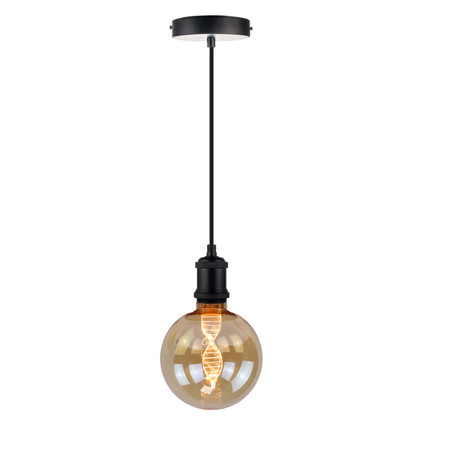 LED Filament Leuchtmittel, inkl schwarzer E27-Fassung mit Textiklkabel, 1,5m, 3.5W, 120lm, 1800K, dimmbar.