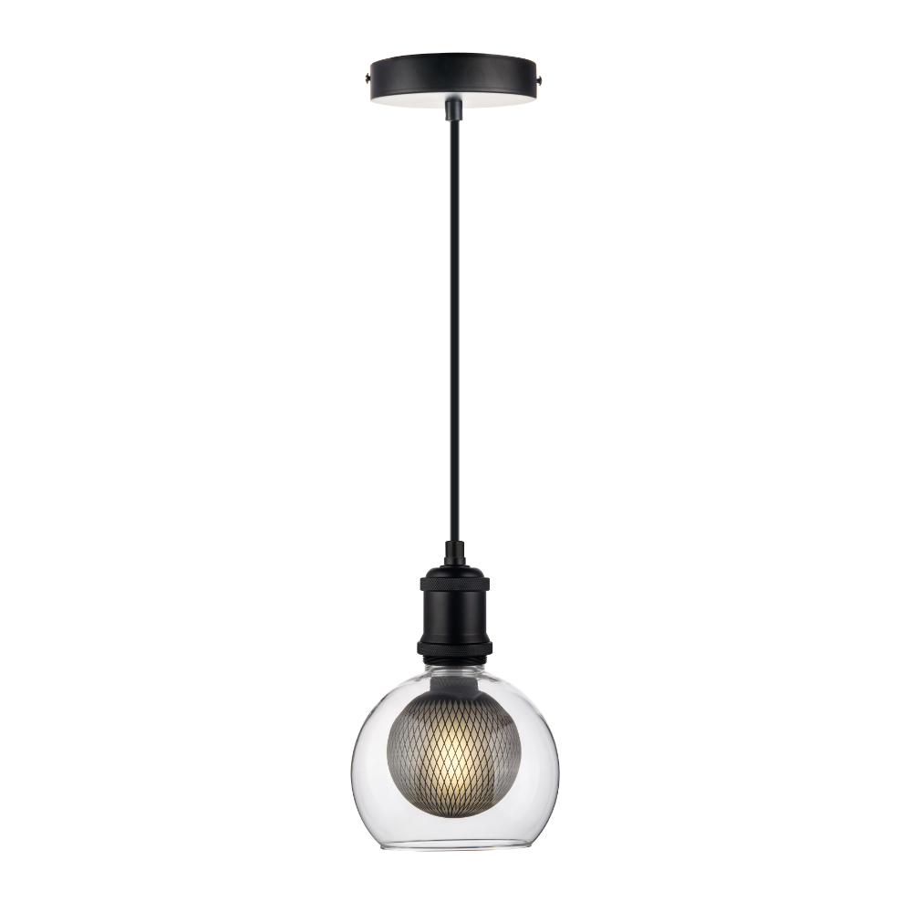 LED Filament Leuchtmittel BUBBLE MESH, inkl schwarzer E27-Fassung mit Textilkabel, 1,5m,  4W, 470lm, 2700K, dimmbar.