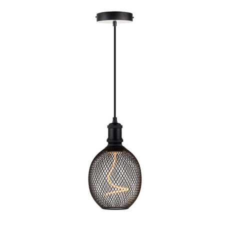 LED Filament Leuchtmittel Vintage MESH, inkl schwarzer E27-Fassung mit Textilkabel 1,5m, 4.9W, 200lm, 1800K, dimmbar.