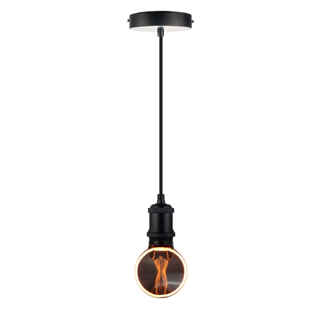 LED Filament Leuchtmittel CIRCLE Smoke, inkl schwarzer E27-Fassung mit Textilkabel 1,5m, 4W, 100lm, 1800K, dimmbar.