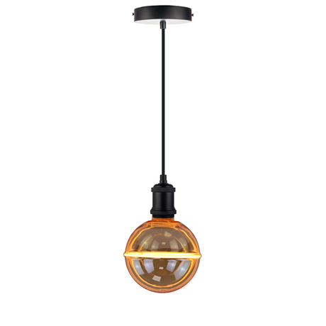 LED Filament Leuchtmittel JUPITER Globe, inkl schwarzer E27-Fassung mit Textilkabel, 4W, 200lm, 1800K, dimmbar.