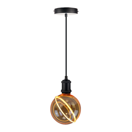 LED Filament Leuchtmittel NEPTUN Globe, inkl schwarzer E27-Fassung mit Textilkabel, 4W, 200lm, 1800K, dimmbar.