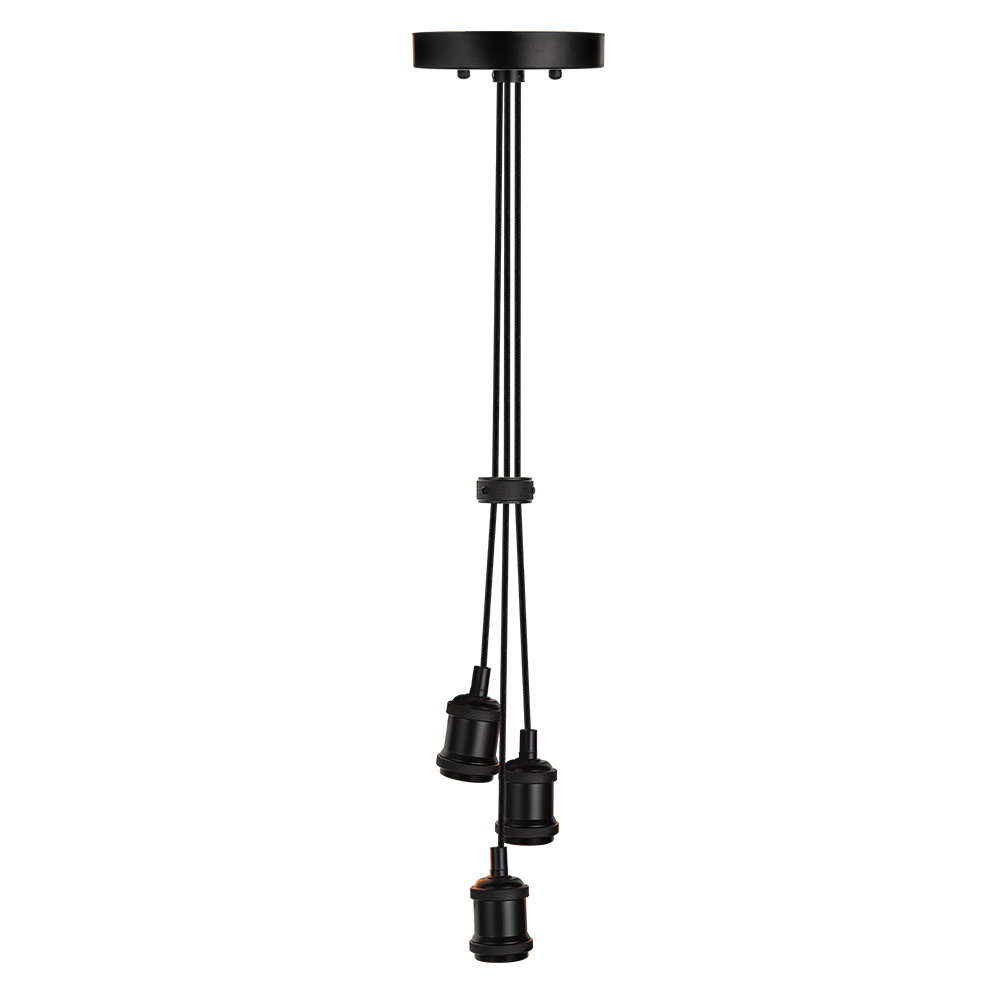 Hängeleuchte 3-Fach, E27, AVOCADO, Metall, schwarz, Textilkabel schwarz, exkl. Leuchtmittel