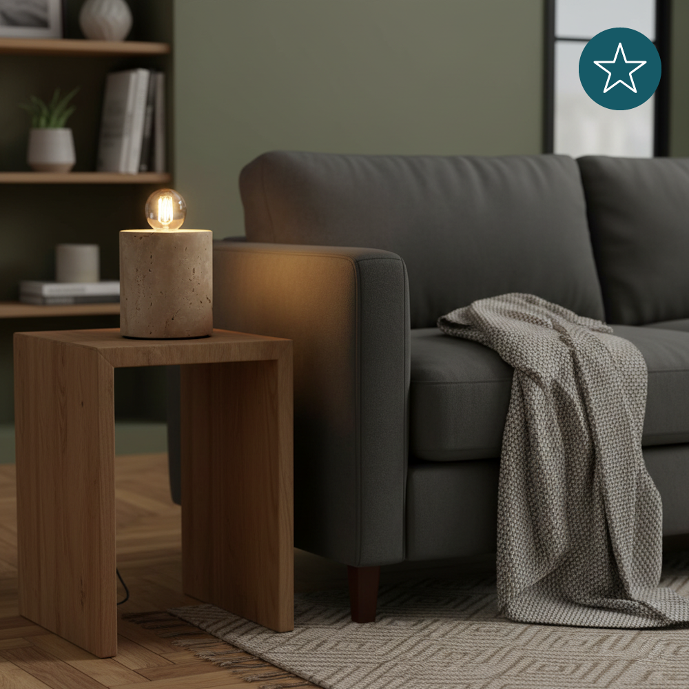 Tischleuchte E27, JAR, Zement, Textilkabel mit Schalter, exkl. Leuchtmittel