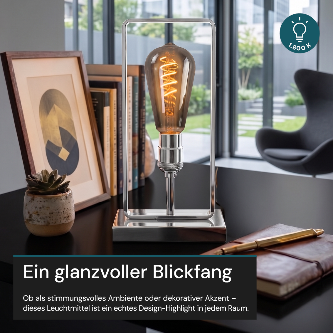LED Filament Leuchtmittel, SPIRAL, ST64, E27, 4 W, 265 lm, 1800K, dimmbar.