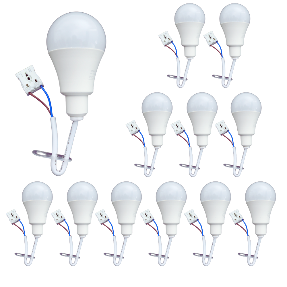 12er Set LED Renovierungslampe, 11W, 1150lm, 4000K, mit Kabel und Klemme.