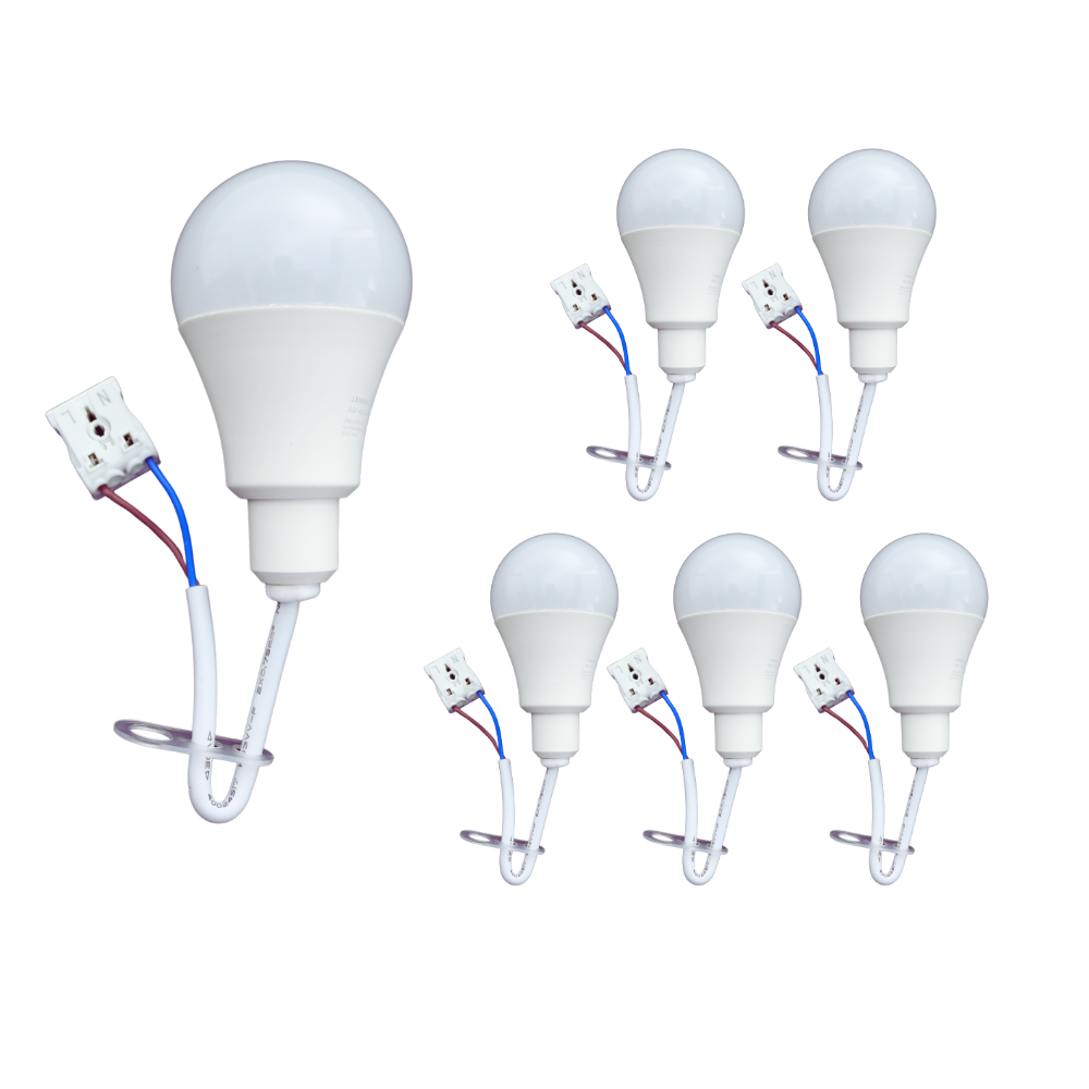 6er Set LED Renovierungslampe, 11W, 1150lm, 4000K, mit Kabel und Klemme.