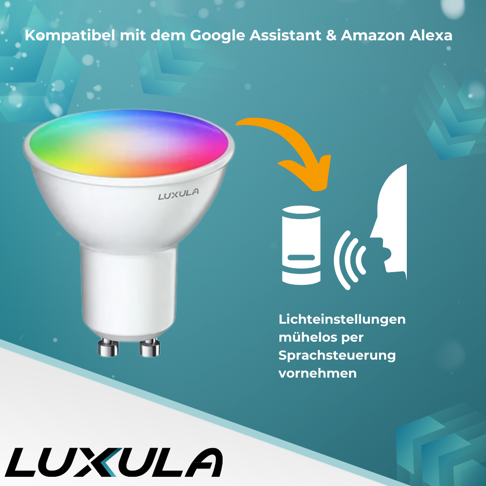 LED RGB+CCT Leuchtmittel, GU10, MR16, 5W, 387lm, SMART, Tuya App steuerbar.