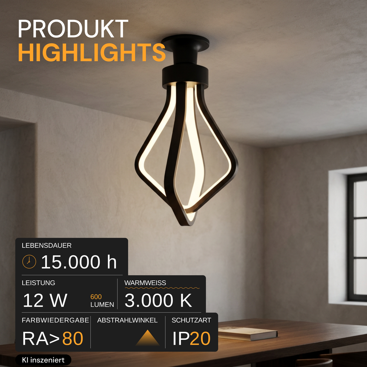 LED-Leuchtmittel, 12 W, 600 lm, 3.000 K, E27, Modernes Design, Dekobeleuchtung