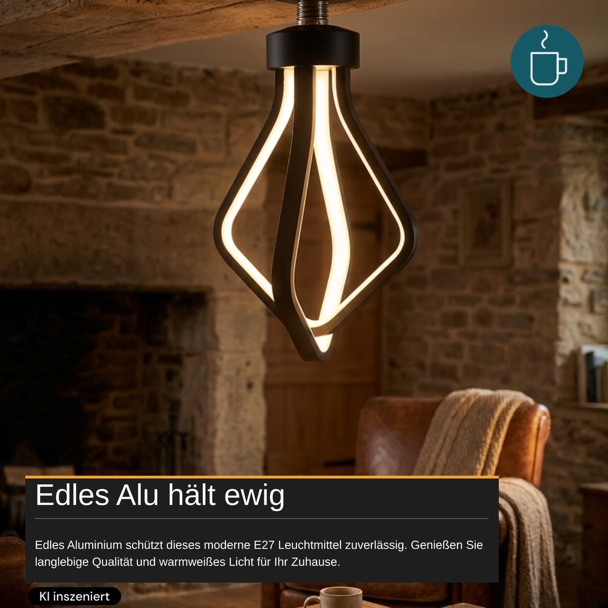 LED-Leuchtmittel, 12 W, 600 lm, 3.000 K, E27, Modernes Design, Dekobeleuchtung