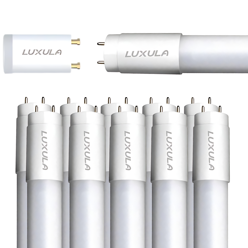 10er-Pack LED T8 Röhre, 60 cm, 160 lm/W, 9 W, 1400 lm, 6000 K (kaltweiß), mit Brücke, hohe Energieeffizienz.