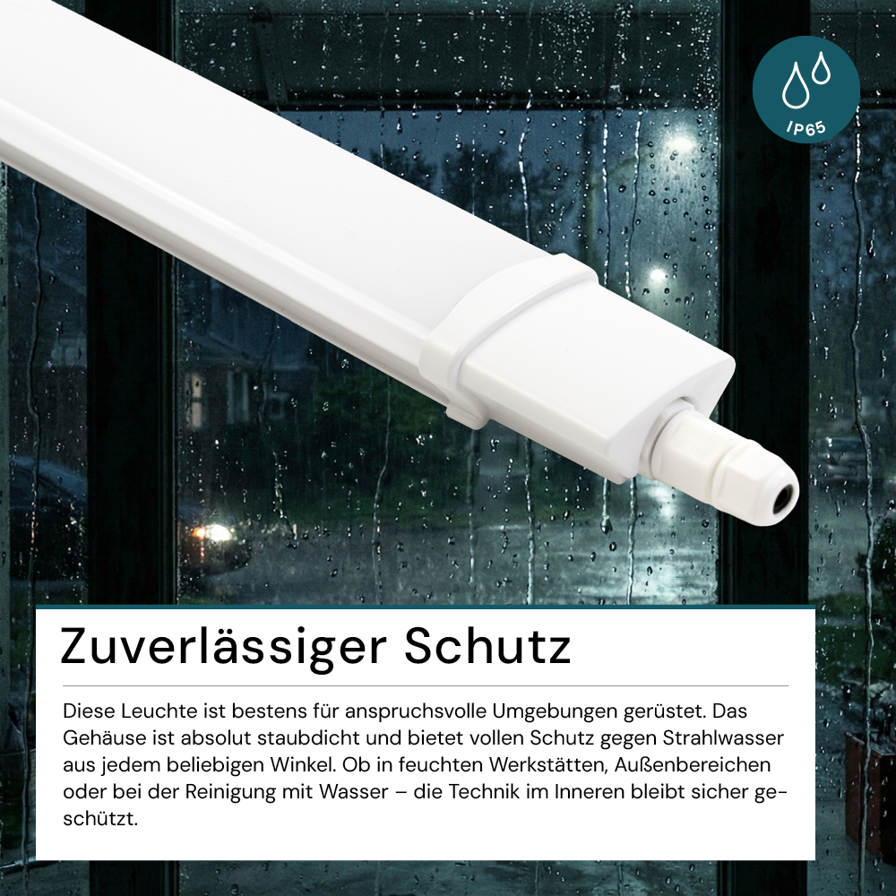 20er Set LED Feuchtraumleuchte, 36W, 3250lm, 4000K, 1200mm, IP65, mit Quick Connector