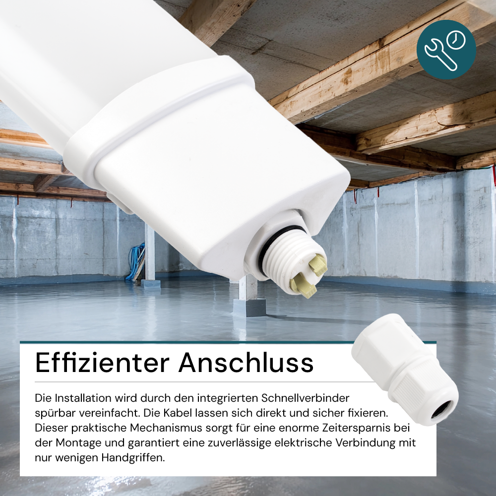 20er Set LED Feuchtraumleuchte, 36W, 3250lm, 4000K, 1200mm, IP65, mit Quick Connector