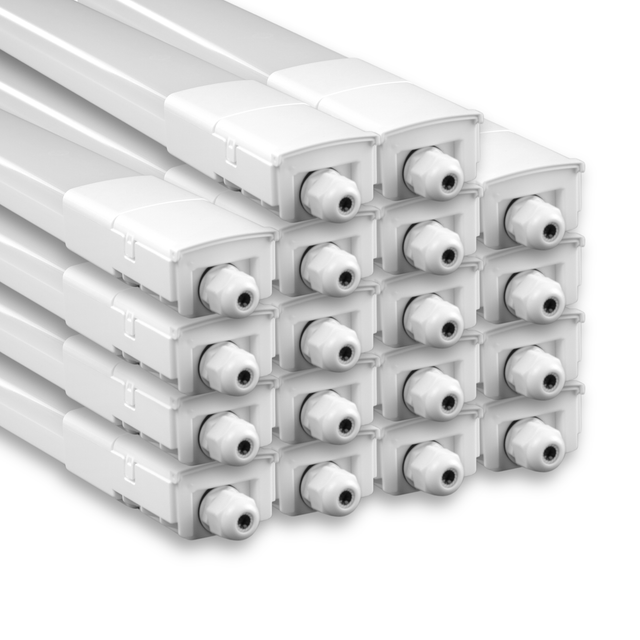 18er Pack LED Feuchtraumleuchte, 120 cm, 32 W, 3616 lm, 4000 K (neutralweiß), IP66, durchschleifbar, Fast Connector.