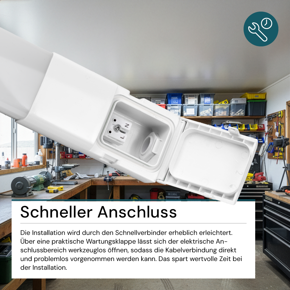 LED Feuchtraumleuchte, 120 cm, 32 W, 3616 lm, 4000 K (neutralweiß), IP66, durchschleifbar, Fast Connector