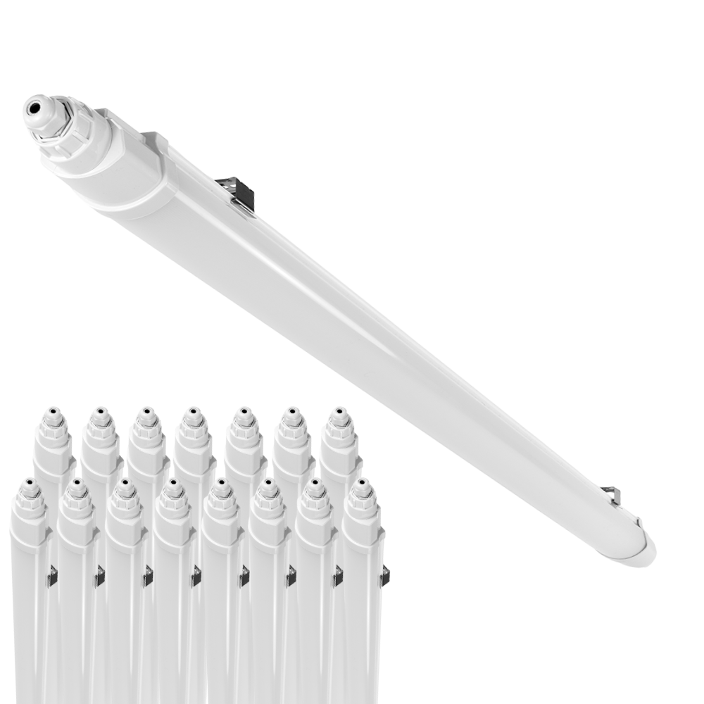 16er-Pack LED Feuchtraumleuchte SLIM, 60 cm, 18 W, 2160 lm, 4000 K (neutralweiß), IP65, IK06, durchschleifbar, mit Quick Connector.