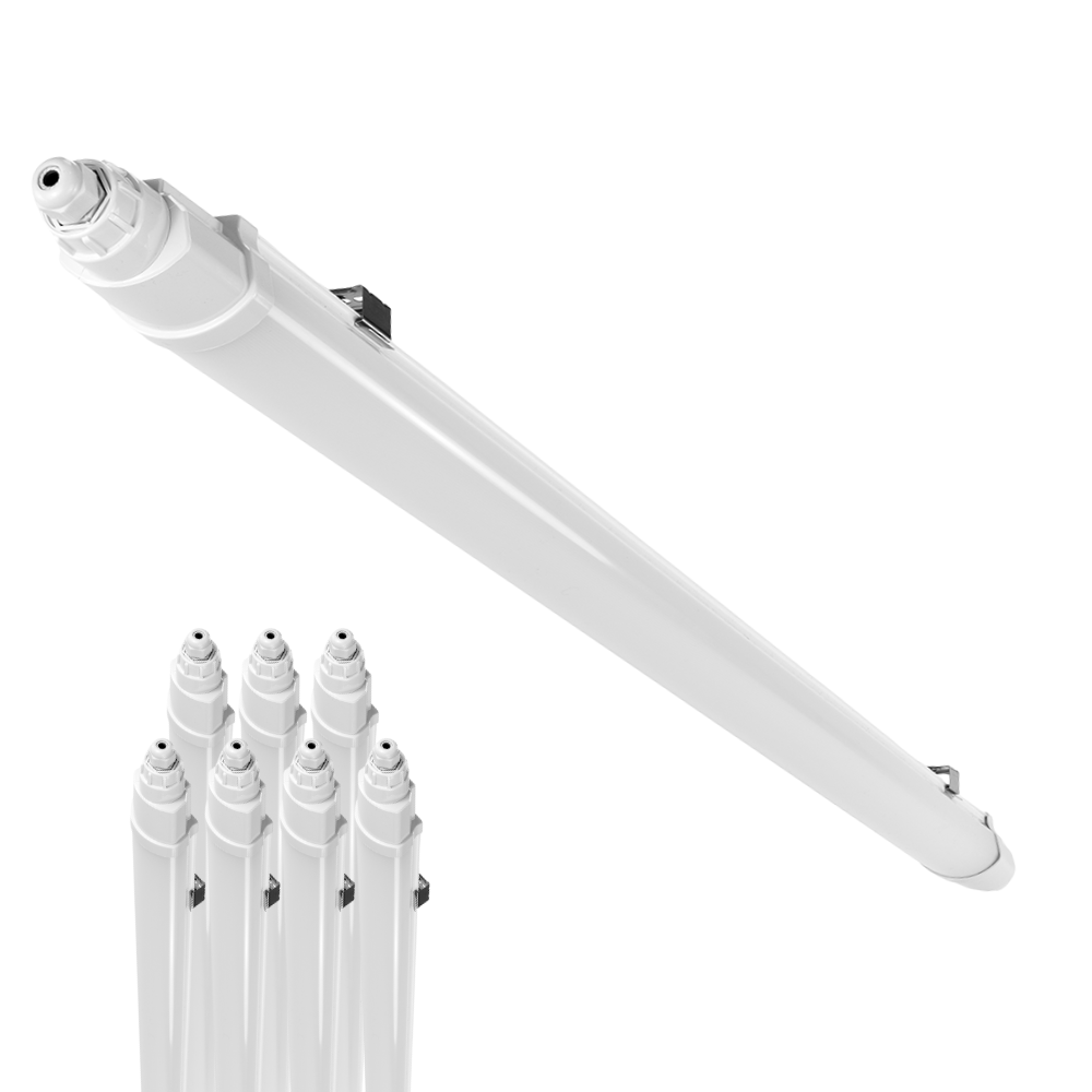 8er-Pack LED Feuchtraumleuchte SLIM, 60 cm, 18 W, 2160 lm, 4000 K (neutralweiß), IP65, IK06, durchschleifbar, mit Quick Connector.