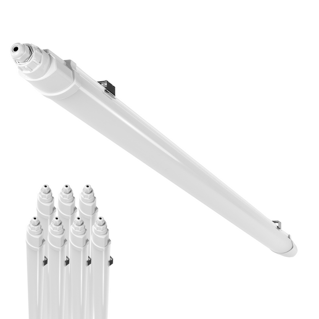 8er-Pack LED Feuchtraumleuchte SLIM, 150 cm, 48 W, 5760 lm, 4000 K (neutralweiß), IP65, IK06, durchschleifbar, mit Quick Connector.
