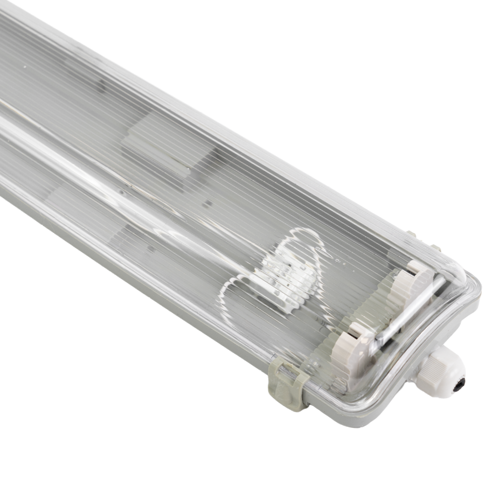 LED Wannenleuchte Gehäuse für 2x LED-Röhren T8, 120cm, IP65, IK08