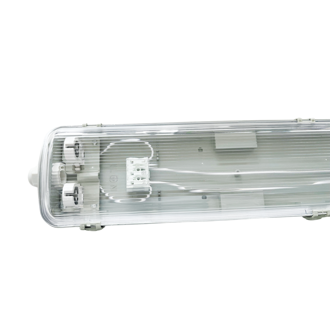 LED Wannenleuchte Gehäuse für 2x LED-Röhren T8, 120cm, IP65, IK08.