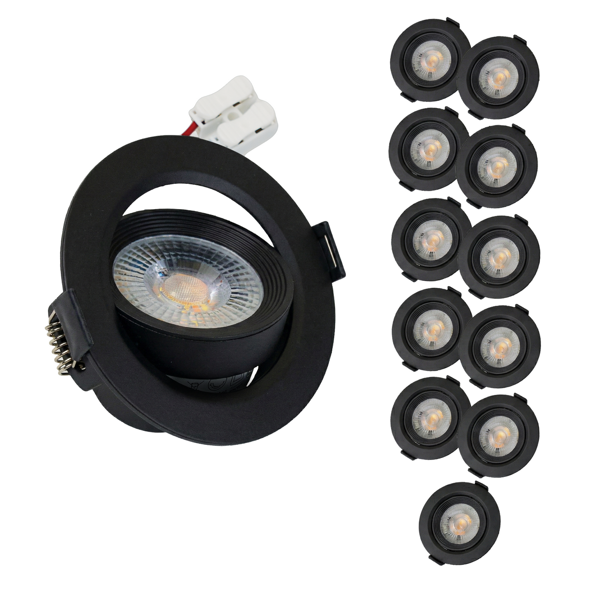 LED CCT Downlight, dimmbar, schwenkbar, in Schwarz, 5 W, 450 lm, 3000 - 6500 K (einstellbar), 38°, Einbaustrahler