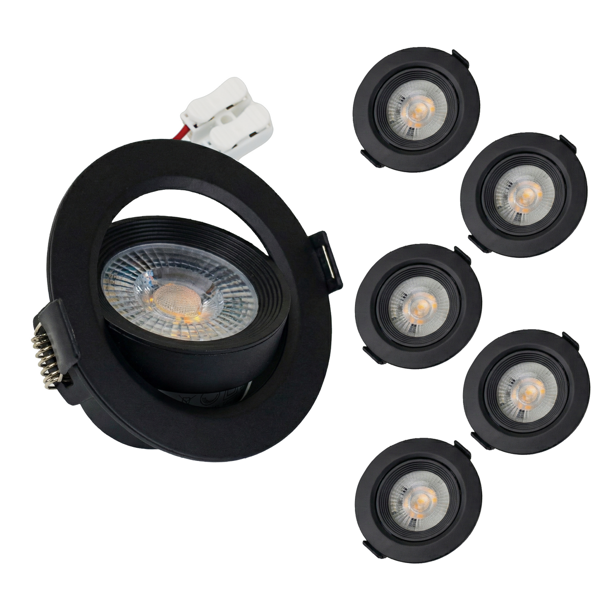 LED CCT Downlight, dimmbar, schwenkbar, in Schwarz, 7 W, 600 lm, 3000 - 6500 K (einstellbar), 38°, Einbaustrahler