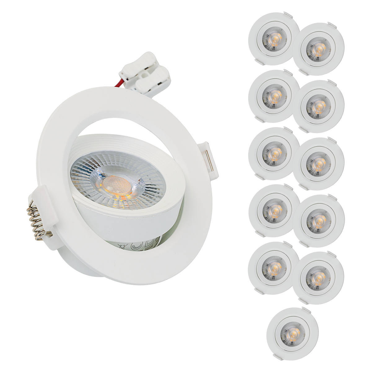 LED CCT Downlight, dimmbar, schwenkbar, in Weiß, 5 W, 450 lm, 3000 - 6500 K (einstellbar), 38°, Einbaustrahler