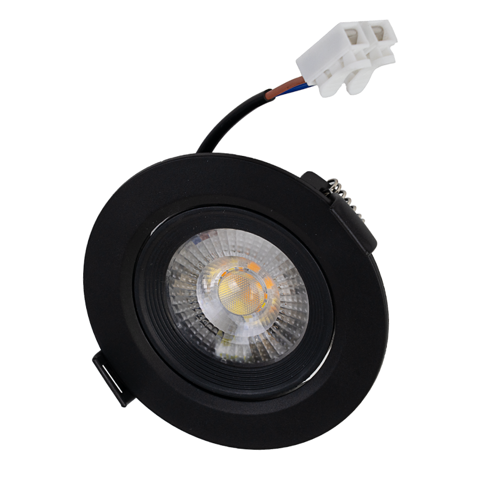 LED Downlight, schwenkbar, in Schwarz, 5 W, 450 lm, 3000 K (warmweiß), 38°, Einbaustrahler