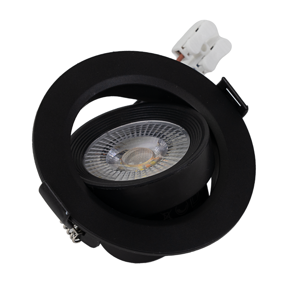 LED Downlight, schwenkbar, in Schwarz, 5 W, 450 lm, 3000 K (warmweiß), 38°, Einbaustrahler