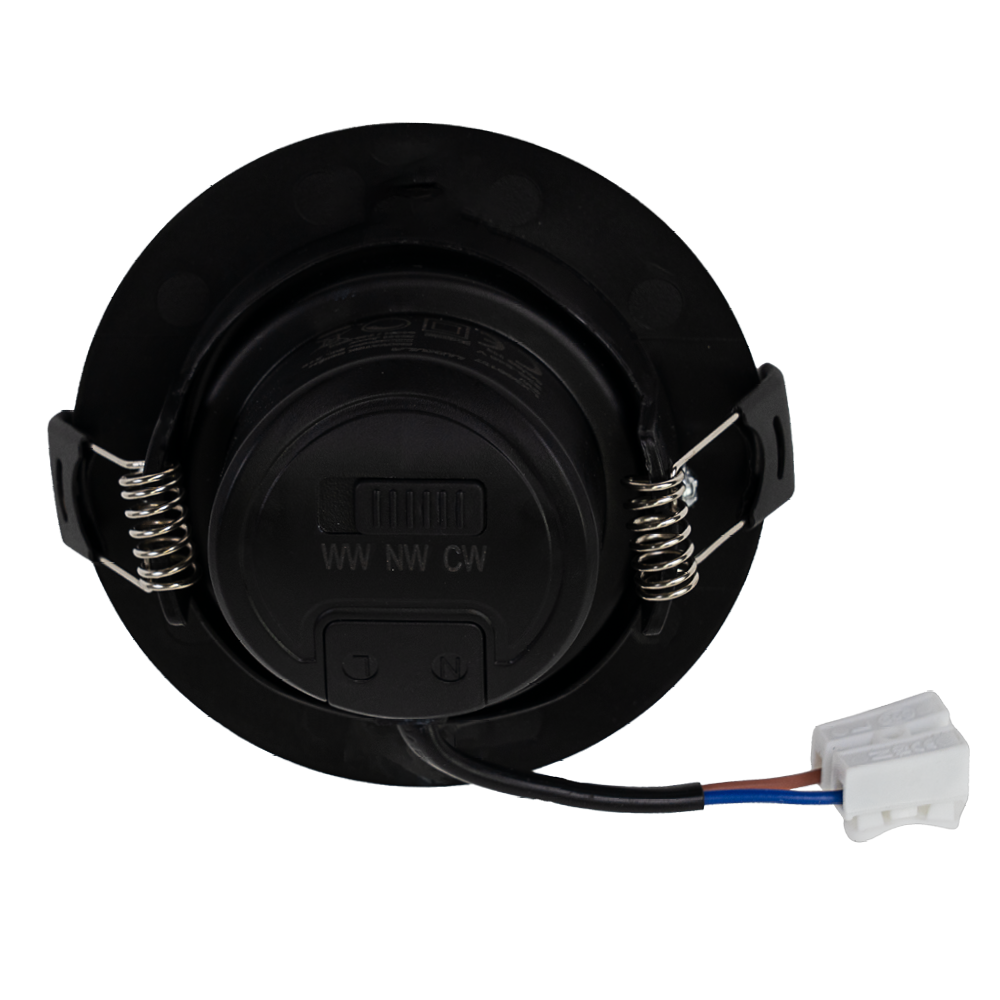 LED CCT Downlight, dimmbar, schwenkbar, in Schwarz, 7 W, 600 lm, 3000 - 6500 K (einstellbar), 38°, Einbaustrahler