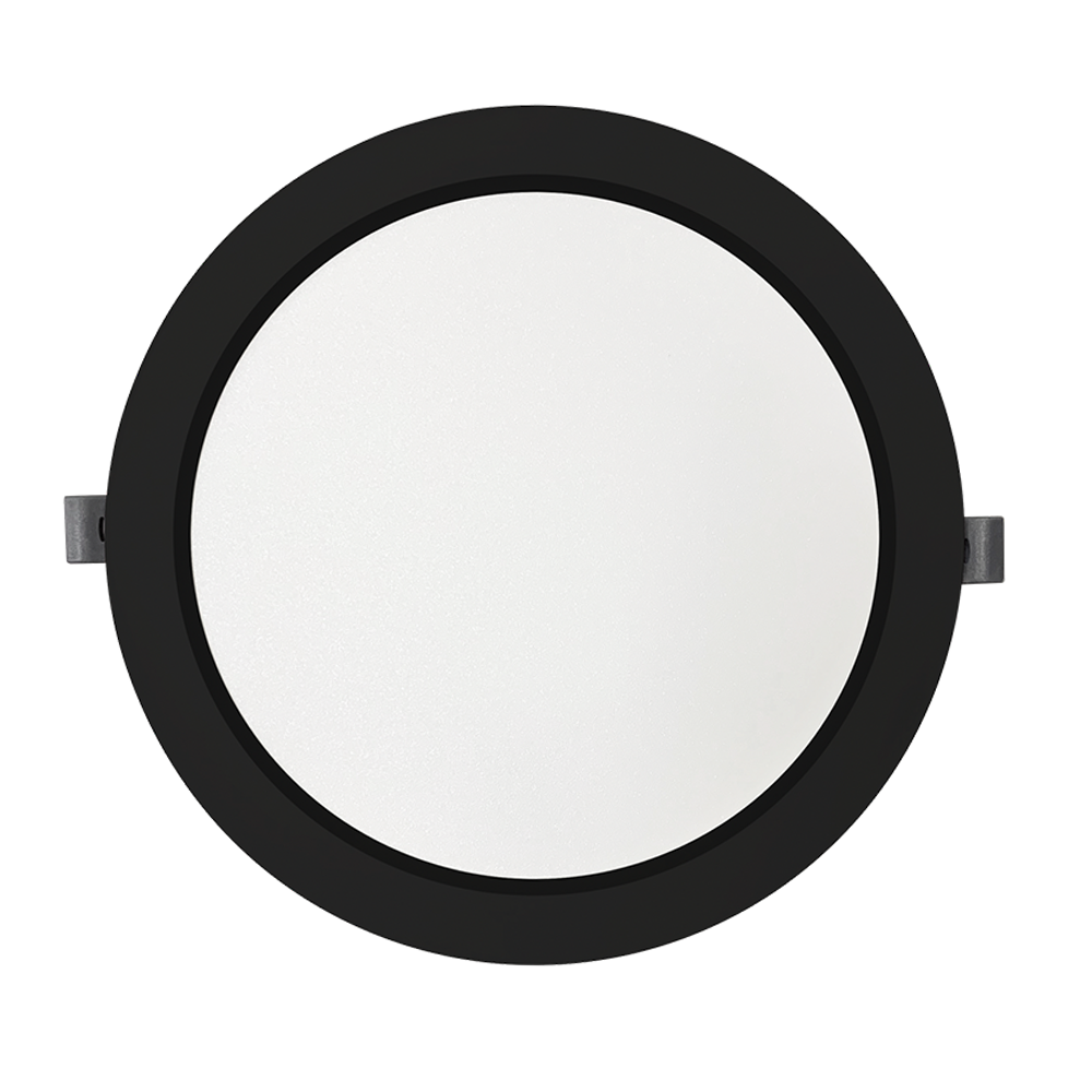 LED Einbauleuchte in Schwarz, 6 W, 230 V, IP44-geschützt, 600 lm, Lichtfarbe einstellbar, Ø117x25 mm, Einbaustrahler mit Diffusor, Badezimmer Deckenleuchte