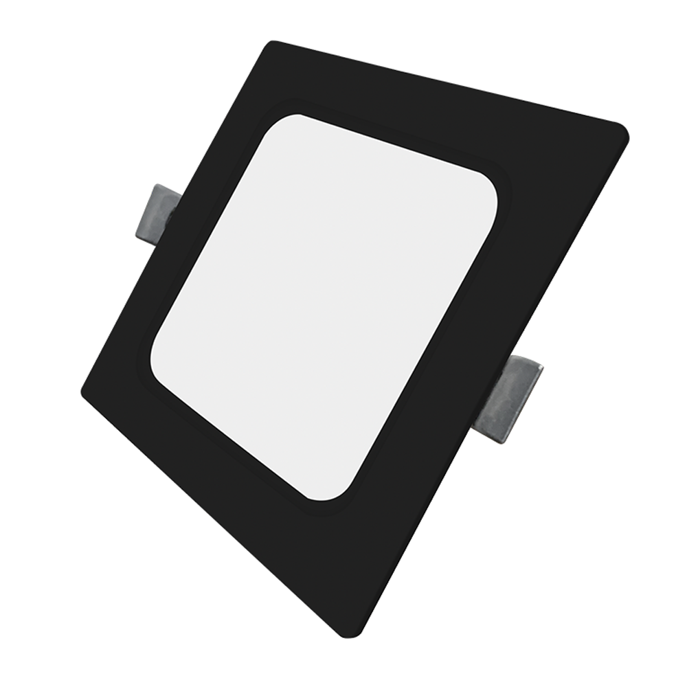 LED Einbauleuchte in Schwarz, 6 W, 230 V, IP44-geschützt, 600 lm, Lichtfarbe einstellbar, 119x26 mm, Einbaustrahler mit Diffusor, Badezimmer Deckenleuchte