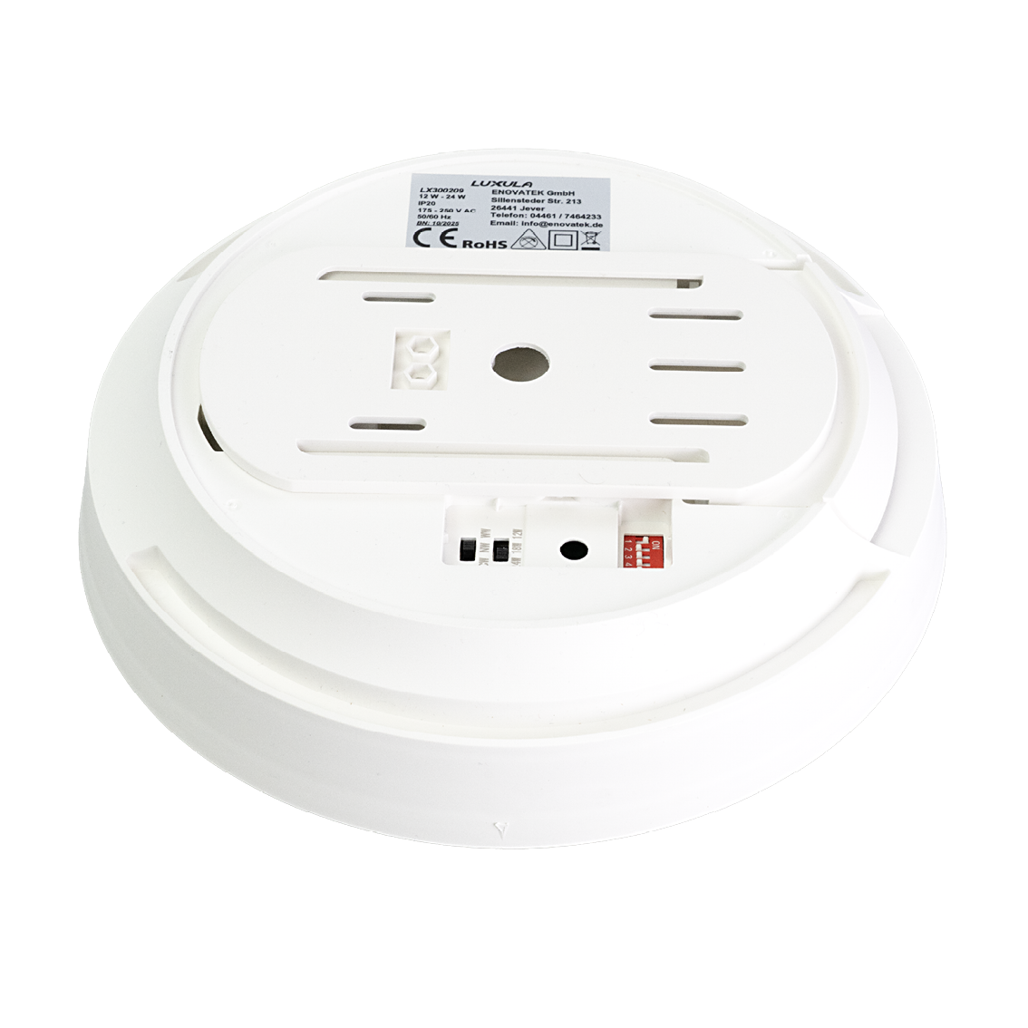 LED CCT Aufbauleuchte, 12-24 W, 2500 lm, Ø230 × 60 mm, 3000-4000-6500K, Klickmontage, Bewegungsmelder, rund