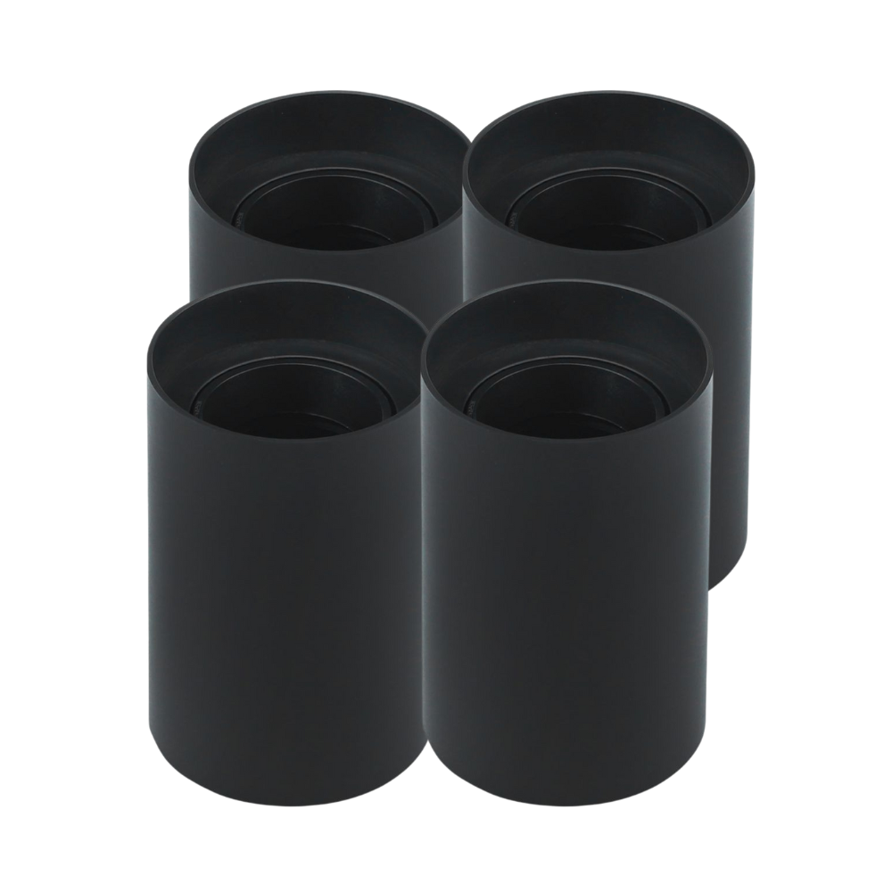4er Set Aufbauspot für GU10- /MR16-Leuchtmittel, rund, 45° schwenkbar, schwarz.