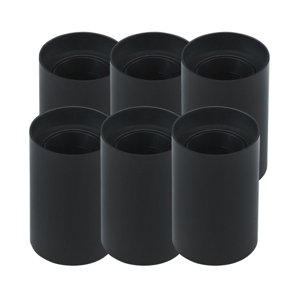 6er Set Aufbauspot für GU10- /MR16-Leuchtmittel, rund, 45° schwenkbar, schwarz.