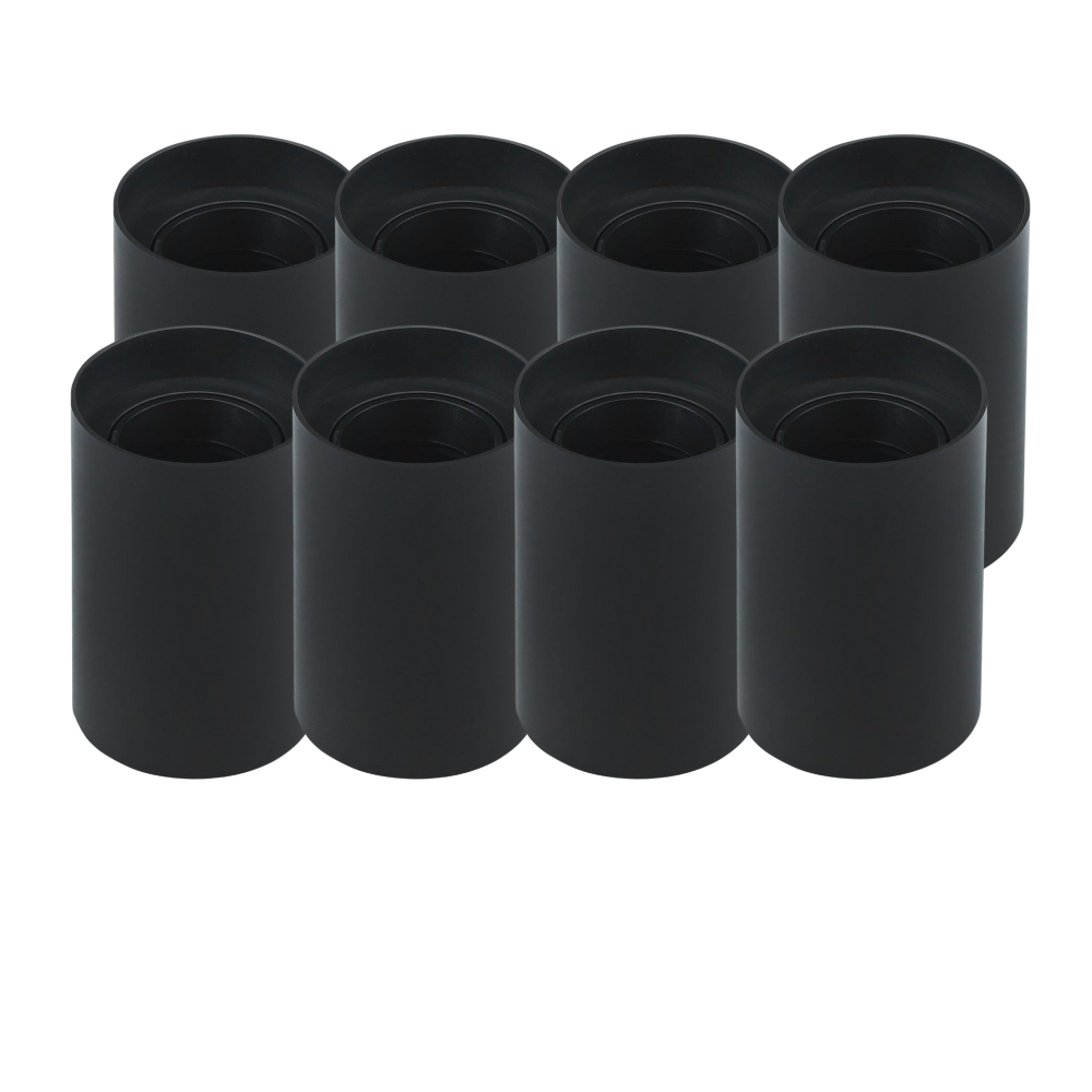 8er Set Aufbauspot für GU10- /MR16-Leuchtmittel, rund, 45° schwenkbar, schwarz.