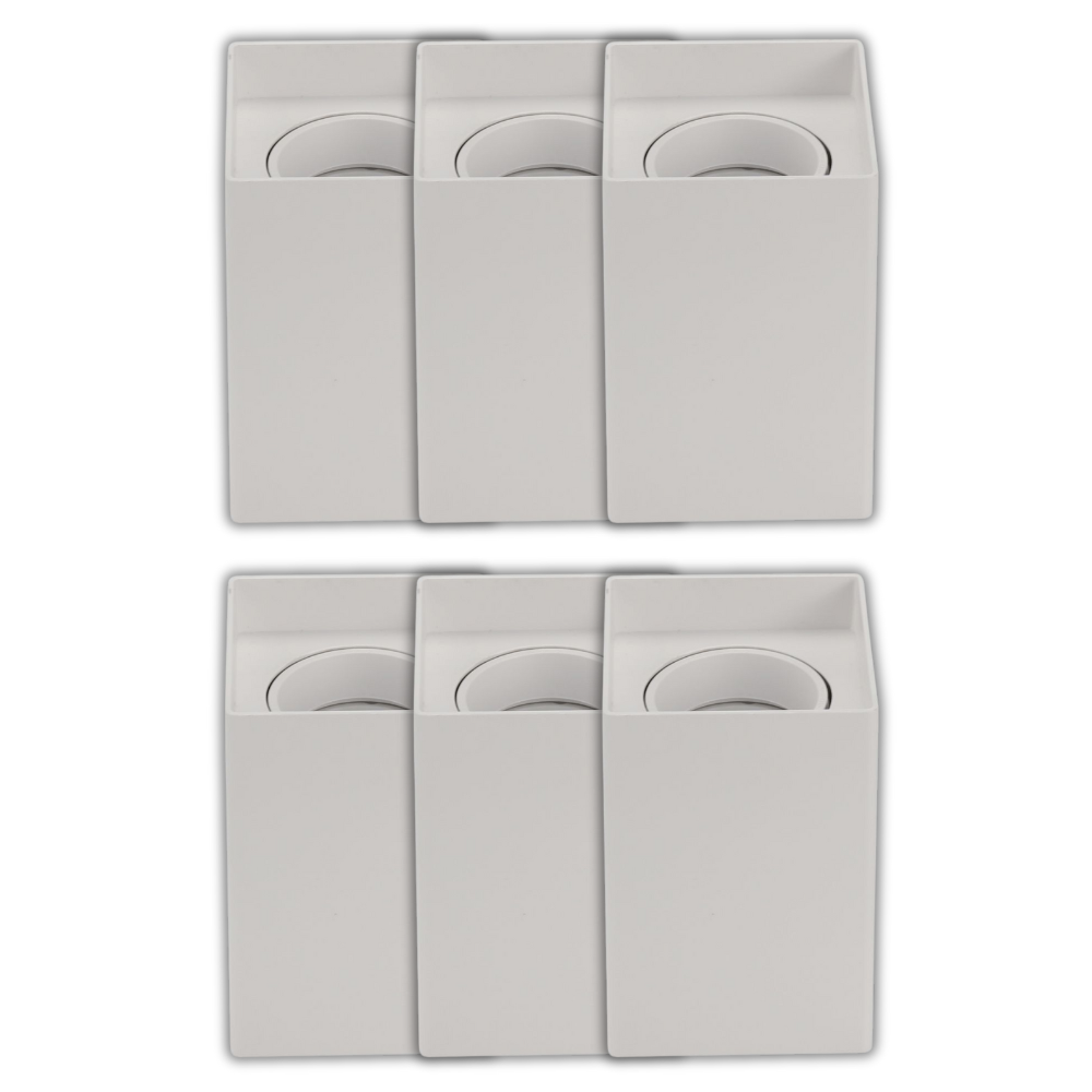 6er Set Aufbauspot für GU10- /MR16-Leuchtmittel, eckig, 45° schwenkbar, weiß.