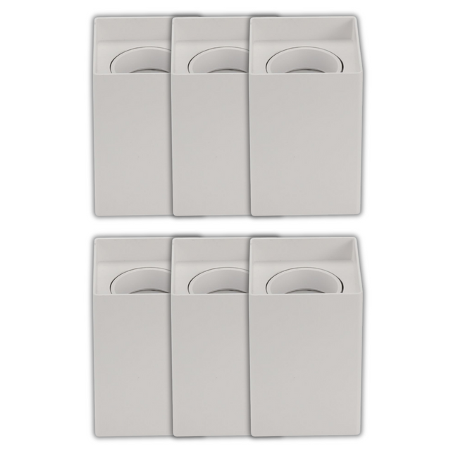 6er Set Aufbauspot für GU10- /MR16-Leuchtmittel, eckig, 45° schwenkbar, weiß.